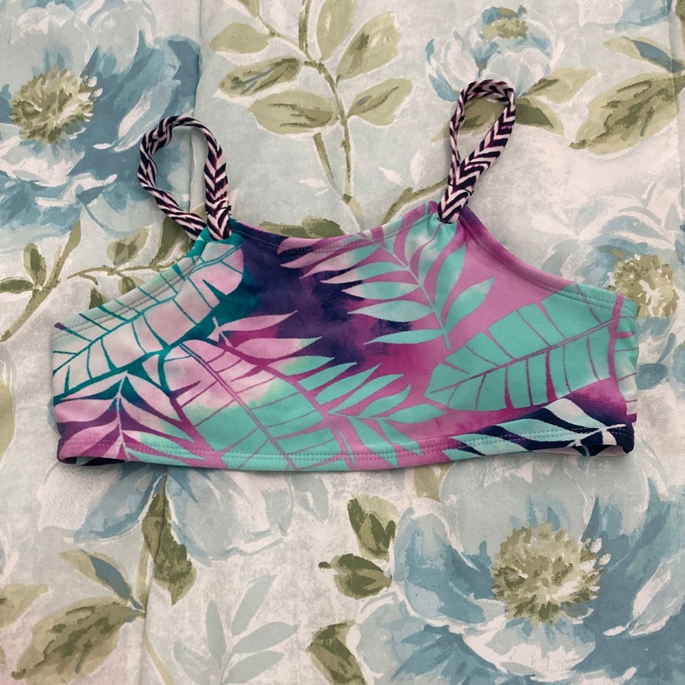 Tropical Leaf Print Bathing suit top
